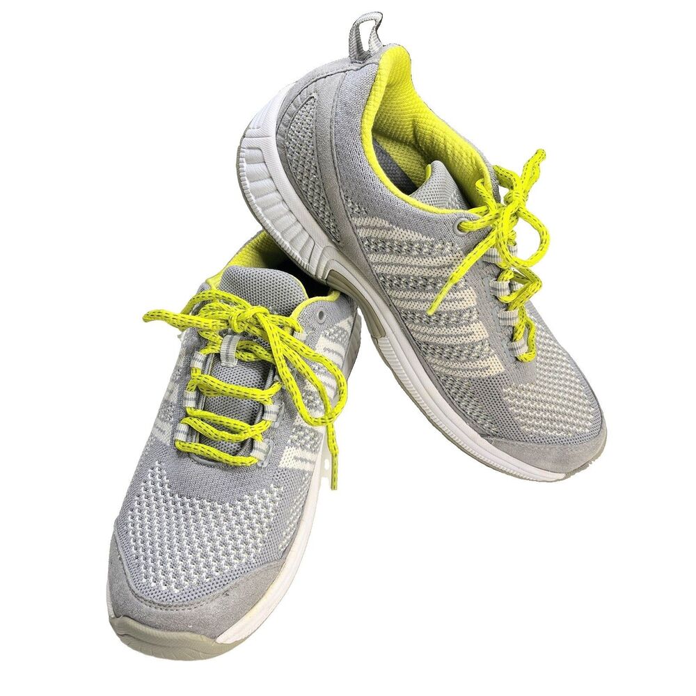 BioFit 987 Women's Gray Neon Yellow Walking Shoes Sneakers Size 9 D Wide